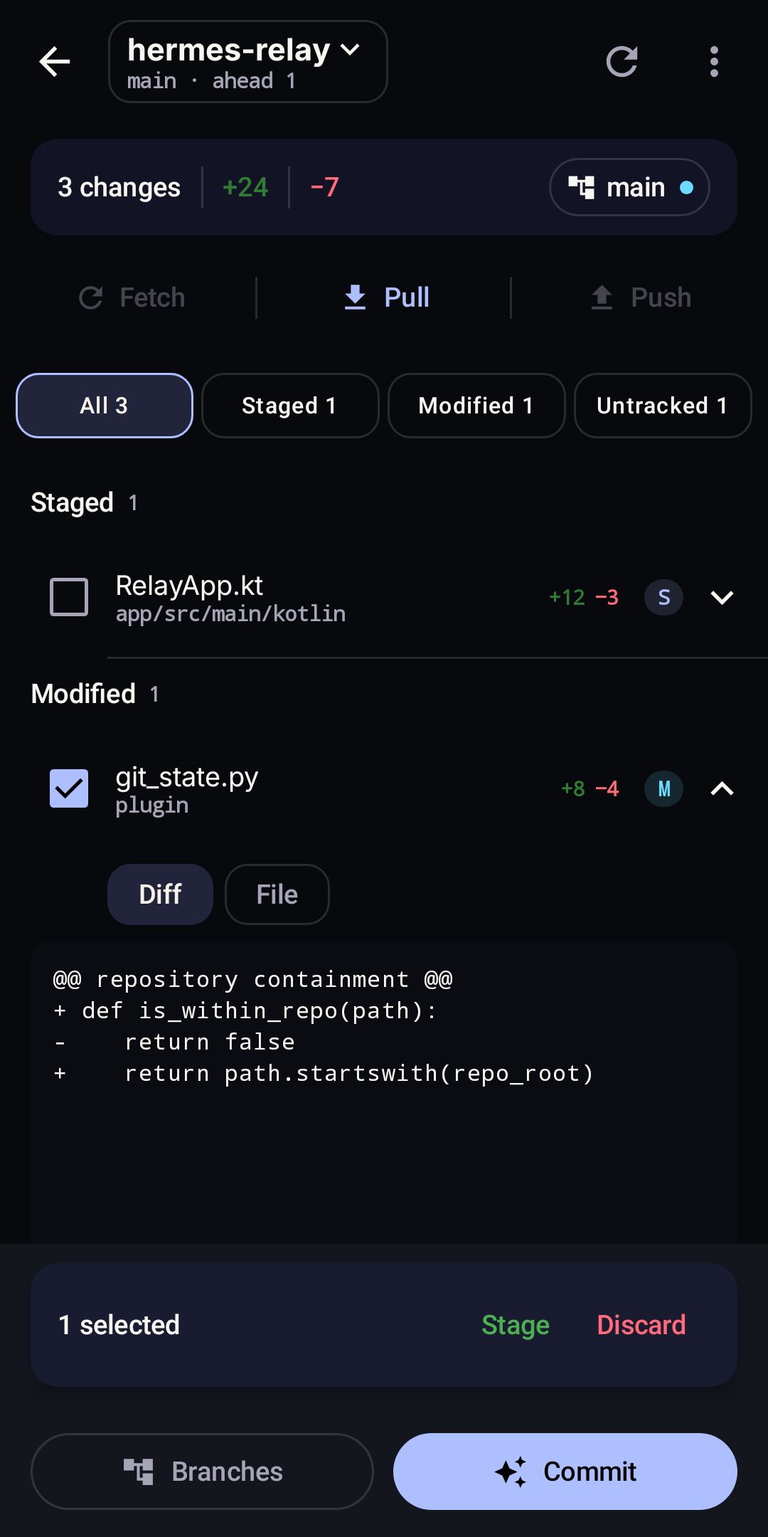 Native Git workspace